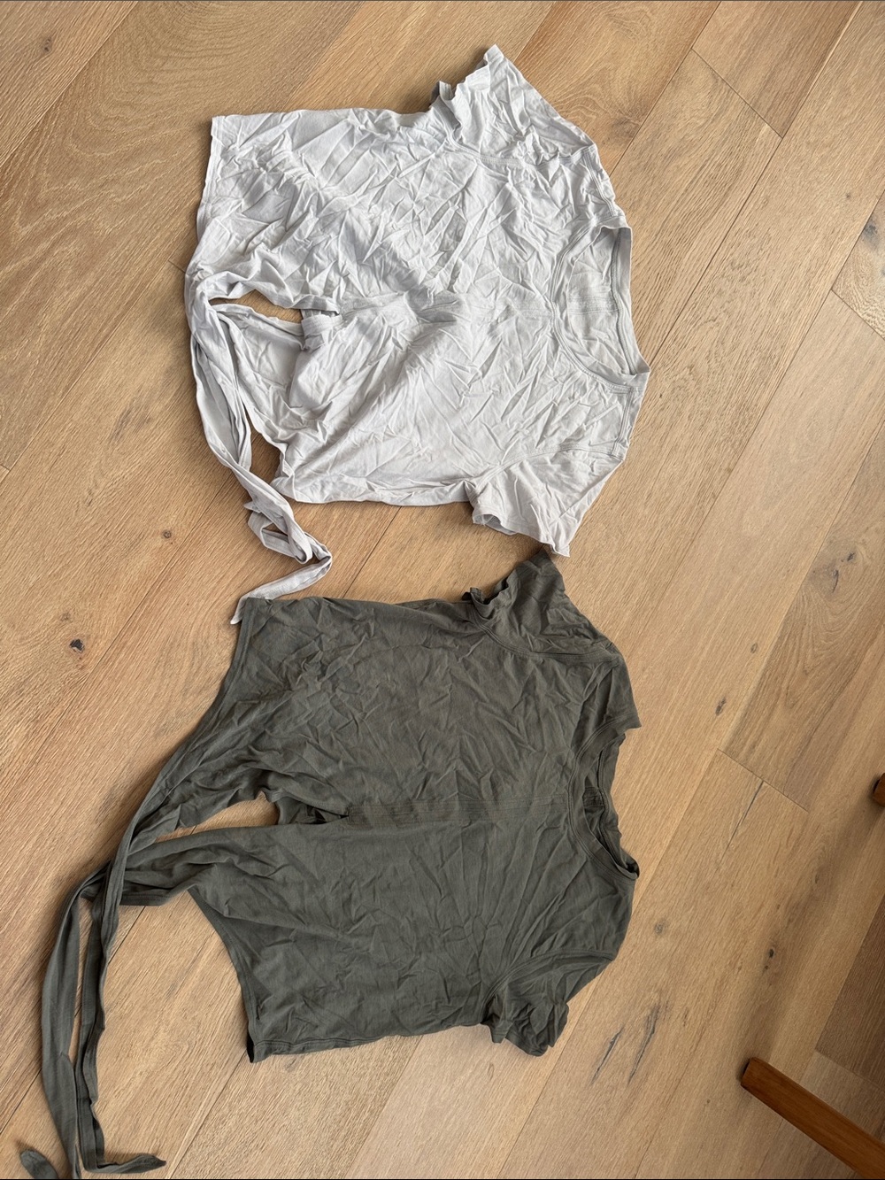 lululemon athletica White and Olive Green Tie-Back Crop Tops